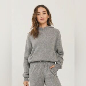 Something Navy Nellie Cashmere Hoodie in Grey Donegal Size L